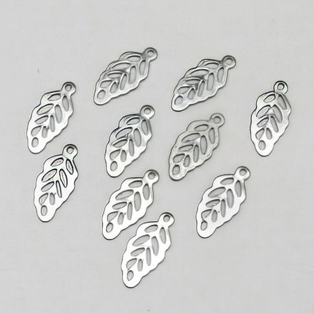 Anhänger Blättli Edelstahl 12,6x5,6mm 10 Stück