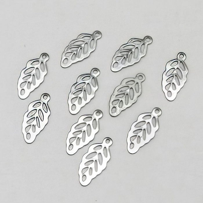 Anhänger Blättli Edelstahl 12,6x5,6mm 10 Stück