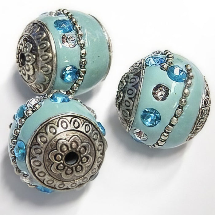 Indi Perle 18mm türkis mit Strass 1 Stk