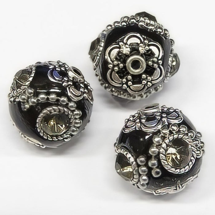 Perle Indi schwarz 21mm mit Strass 1 Stk