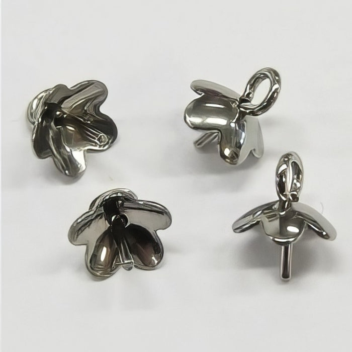 Kappe mit Stift Edelstahl 7x6mm Blümchen 1 Stück