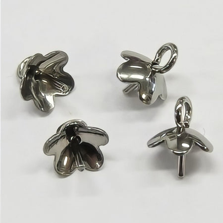 Kappe mit Stift Edelstahl 7x6mm Blümchen 10 Stück