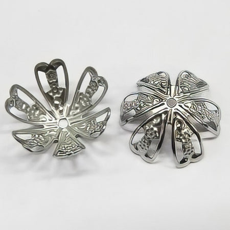 Perlenkappe Blümchen Edelstahl  15x3.5mm  5 Stk.