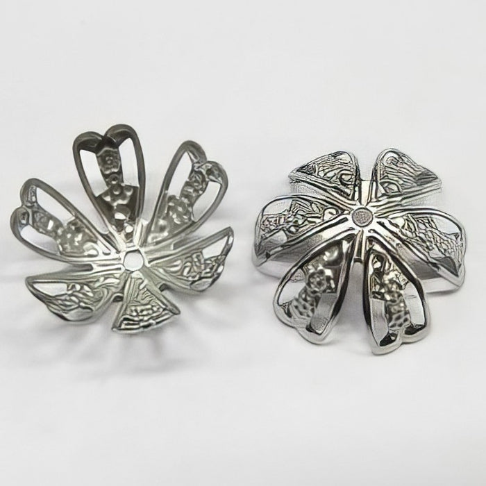 Perlenkappe Blümchen Edelstahl  15x3.5mm  5 Stk.