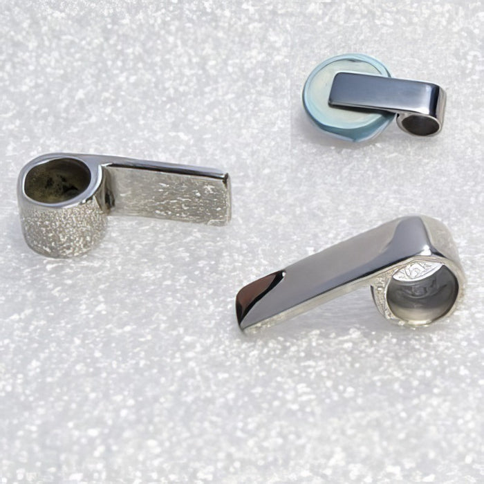 Klebe Öse elegante Edelstahl 17x5.5x1.1mm Fädell. 4.8mm 1 Stk