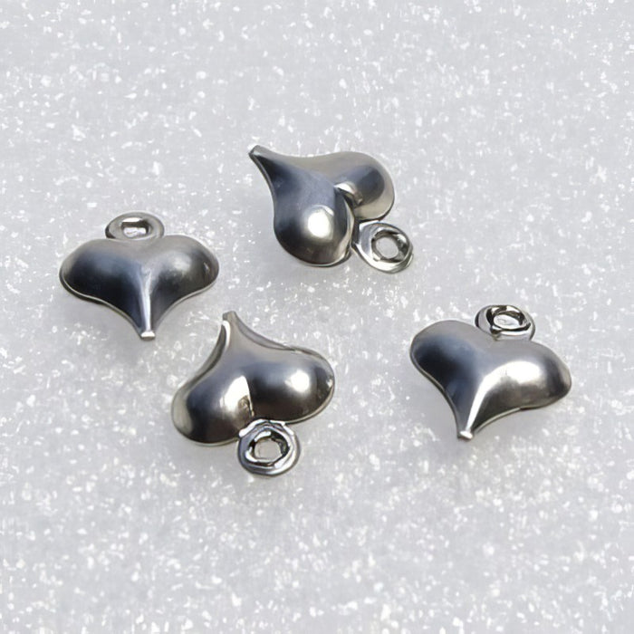 Herzchen Edelstahl 8x10x3mm 3D 10 Stück