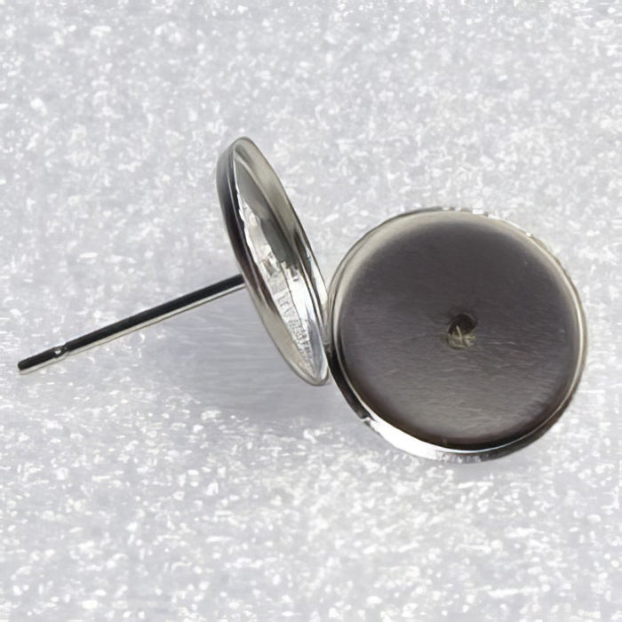 Ohrstecker mit Cab.-Fassung 10mm Edelstahl 2Stk.