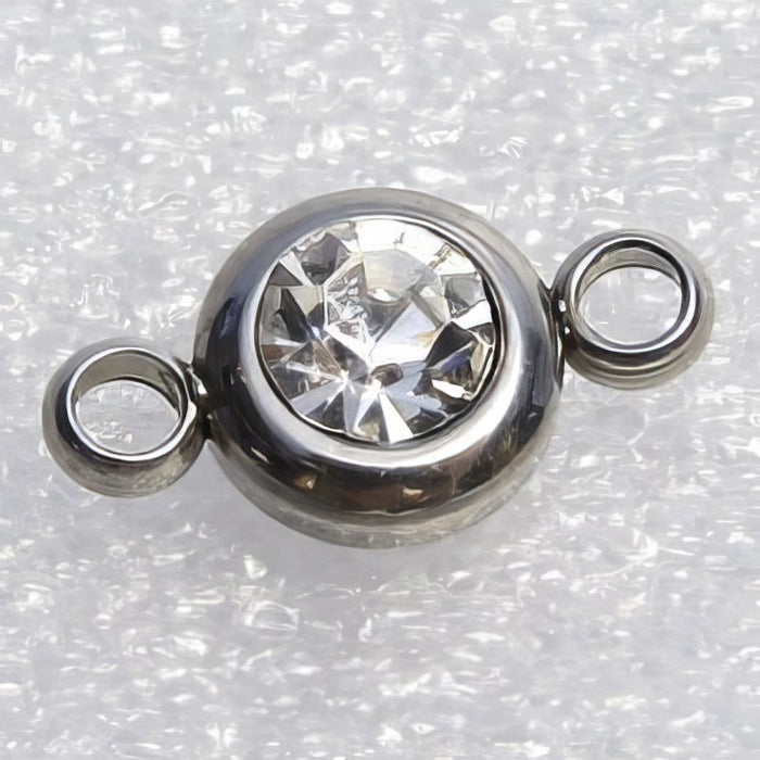 Link Edelstahl 12.2x6.3mm mit Zirkon in verschiedenen Farben 1 Stück