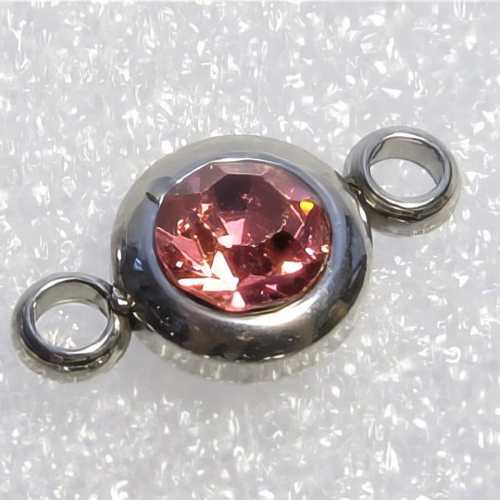 Link Edelstahl 12.2x6.3mm mit Zirkon in verschiedenen Farben 1 Stück