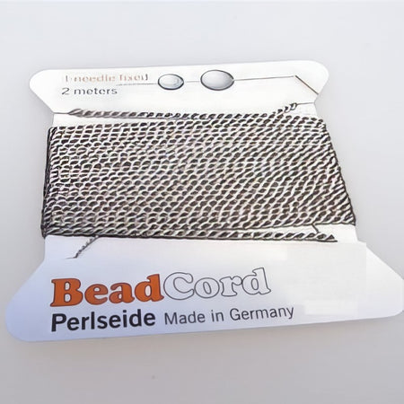 Perlenfaden grau zum knüpfen mit Nadel 1.05mm SEIDE 1.8m