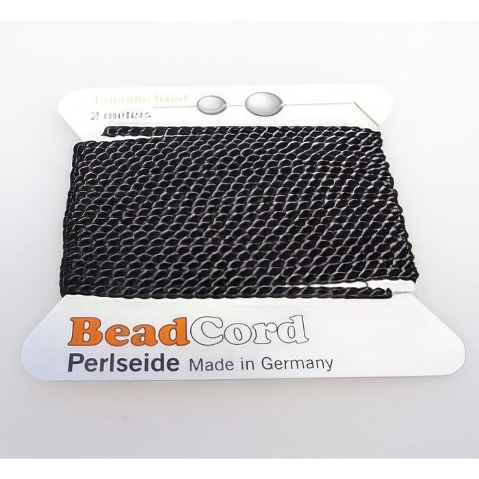 Perlenfaden schw. knüpfen m. Nadel 0.9mm 10# SEIDE 1.8m