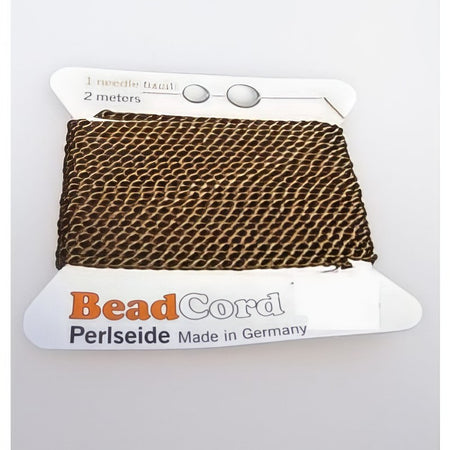 Perlenfaden braun zum knüpfen mit Nadel 1.05mm SEIDE 1.8m