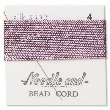 Perlenfaden m.Nadel #4 lila 0.6mm SEIDE 1.8m