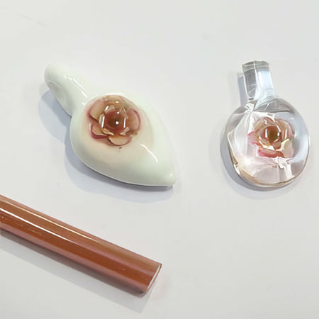 Murrini Blume Creme-Pink Handmade ca 10cm 3-5mmØ
