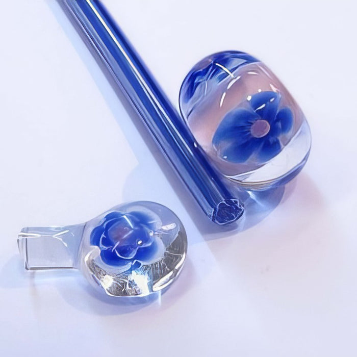 Murrini blume blau Handmade ca 10cm 4-6mmØ