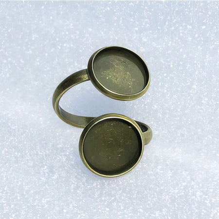 Ring Basic mit 2 Cabochon- Fassungen bronzefarben 1 Stk.