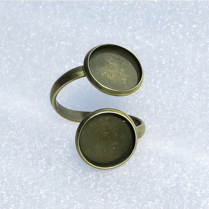 Ring Basic mit 2 Cabochon- Fassungen bronzefarben 1 Stk.