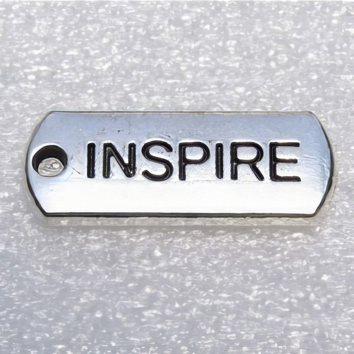 Rectangle pendant with various words 21x8mm 1 pc.