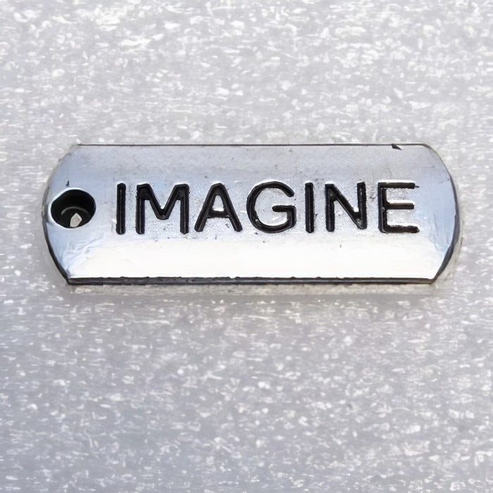 Rectangle pendant with various words 21x8mm 1 pc.