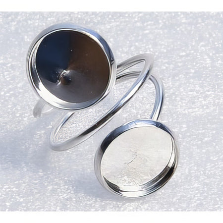Ring Basic mit 2 Cabochon- Fassungen Silberfarben 1 Stk.