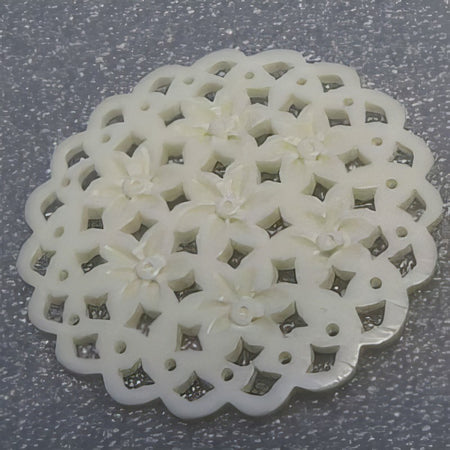 Ornament mit Blüten 39mm Ø Bone 1 Stück – Bild 2