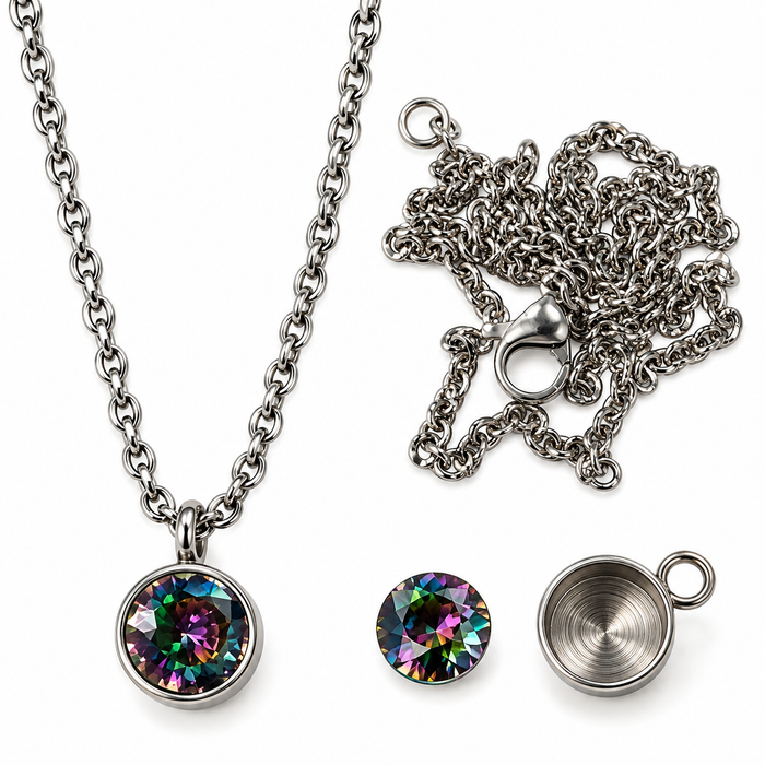 Edelstahl-Anhänger mit Fassung für Zirkonia – 6 mm