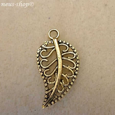 Anhänger Blatt gold 10 Stück
