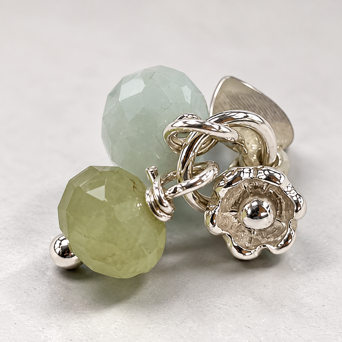 Anhänger Aquamarin Facettiert und Silber Blümchen ca.12.5x9mm 925