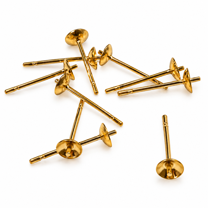 Stud earrings peg 3.5mm stainless steel gold 10 pieces