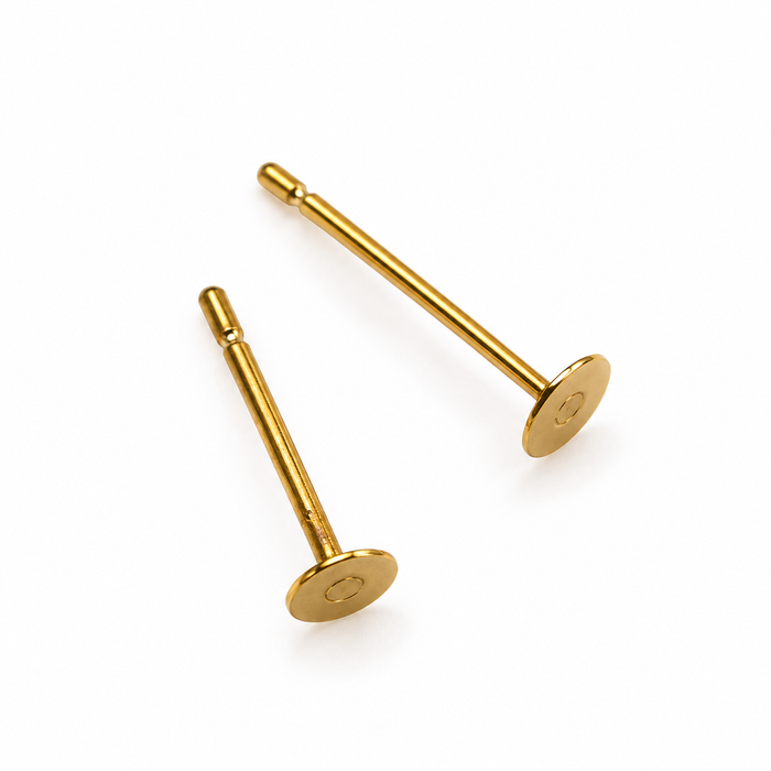 Clous d'oreilles plateau 3 mm acier inoxydable doré 10 pièces