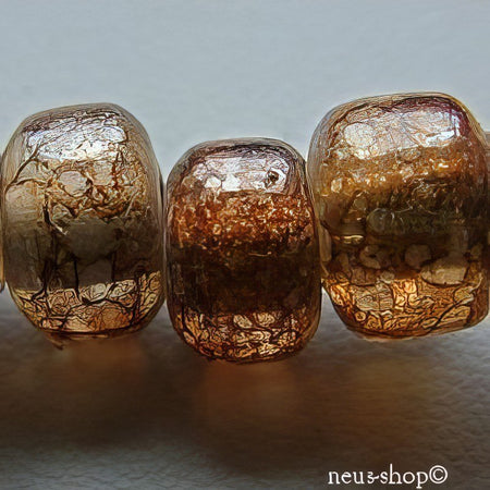 Buggi Glasperle amber/braun Crackle 10 Stück