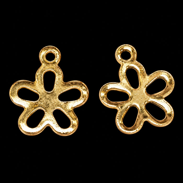 Pendentif petite fleur en acier inoxydable doré, 10 pièces