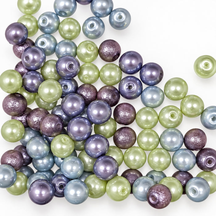 Mix perle di vetro pastello effetto perlaceo 8mm 30gr.