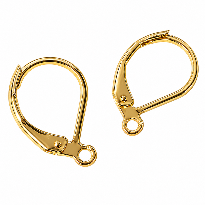XL Ohrhaken Chirurgenstahl Goldfarben mit Sicherheitsclip und Öse – 10 Stück