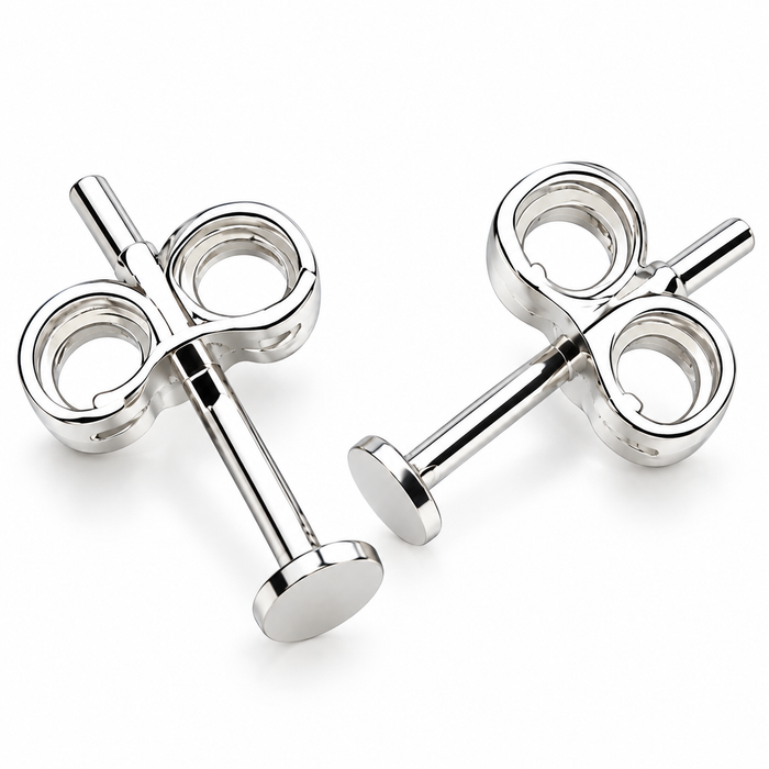 Stud earrings flat 3mm 925 silver 2 pieces