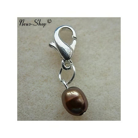 Süsswasserperle Marron Handyanhänger mit Karabiner (ohne Handyband)  1 Stück