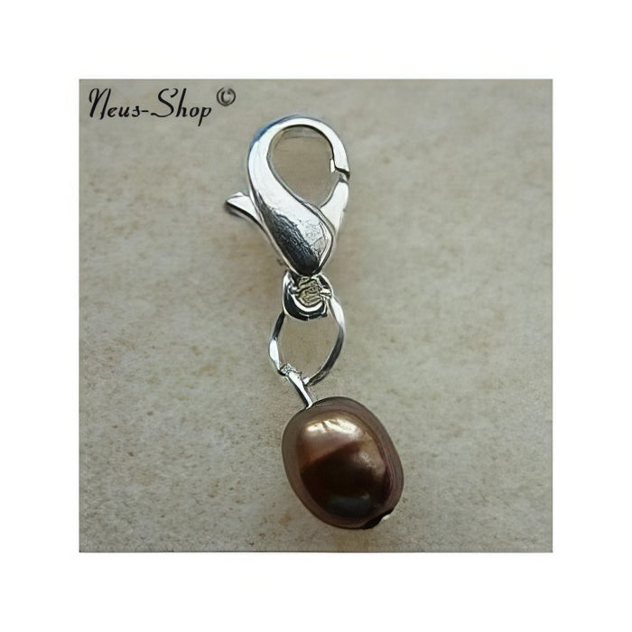 Süsswasserperle Marron Handyanhänger mit Karabiner (ohne Handyband)  1 Stück