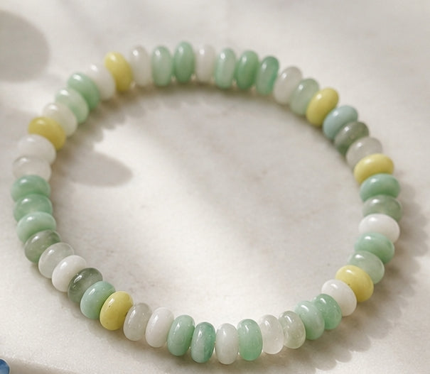 Bracelets with a cool color mix, glass rondelles, 2 pieces