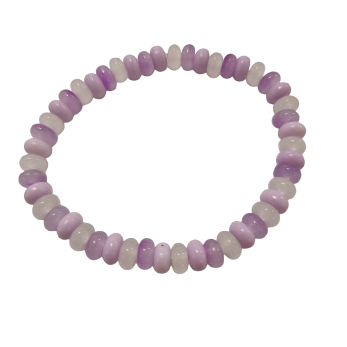 Bracelets with a cool color mix, glass rondelles, 2 pieces