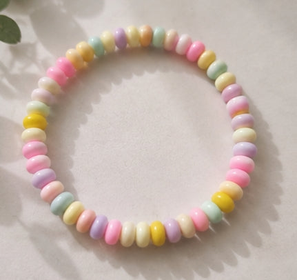 Bracelets with a cool color mix, glass rondelles, 2 pieces