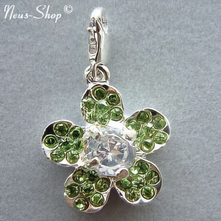 Blume grün 19mm Handyanhänger mit Karabiner (ohne Handyband)  1 Stück