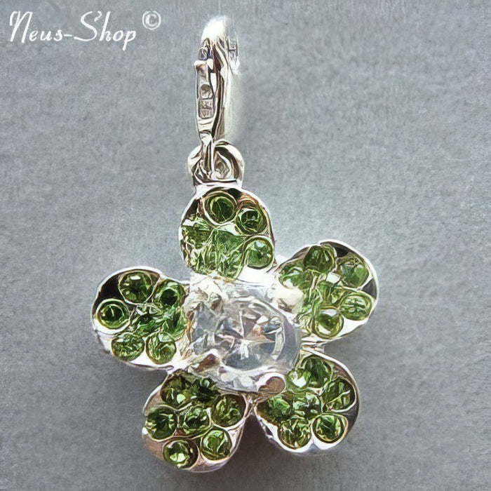 Blume grün 19mm Handyanhänger mit Karabiner (ohne Handyband)  1 Stück