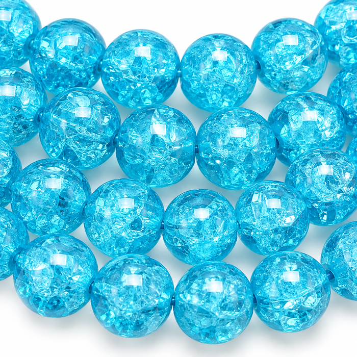 XL glass pearl aqua blue 12mm 100 pieces