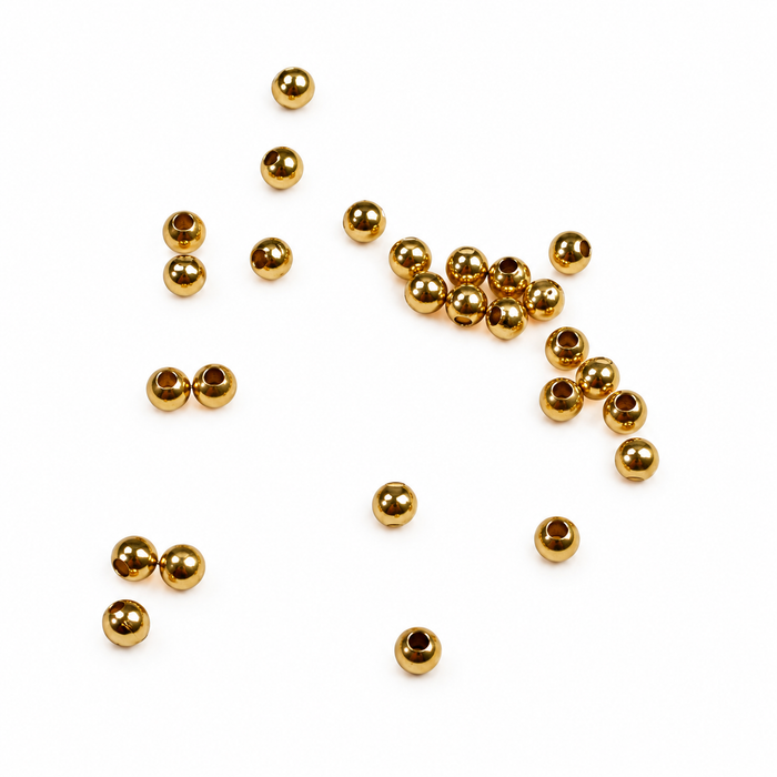 Metal beads stainless steel gold-plated 2mm 50pcs.