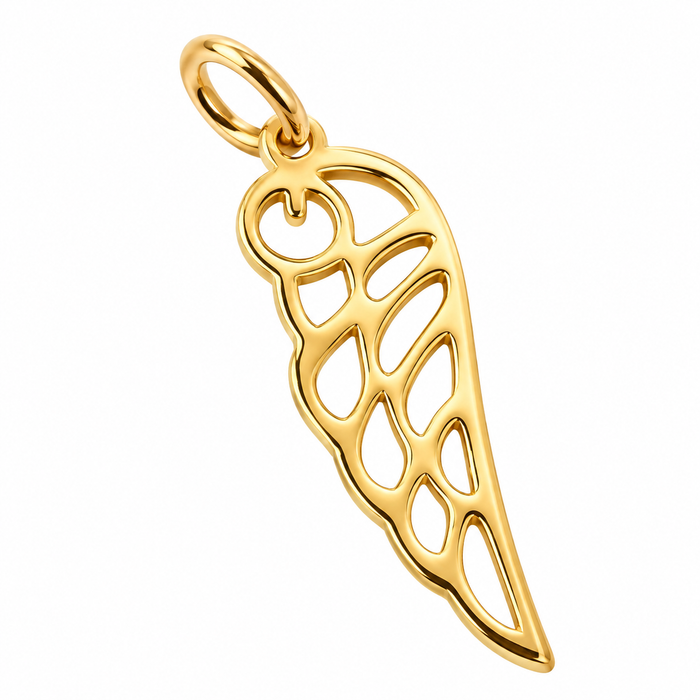 Pendentif aile en acier inoxydable doré, 1 pièce