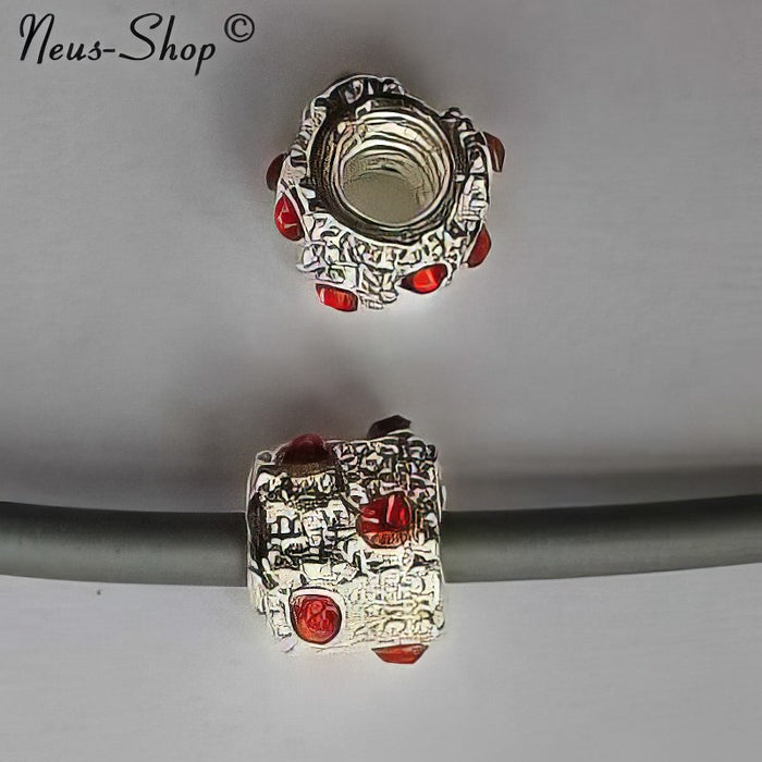 Easy style Metallperle Midnight Strass rot 1 Stück