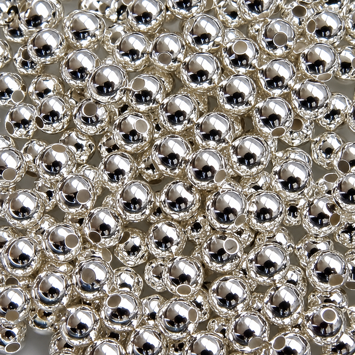 Perla in metallo XL argentata 4 mm 100 pezzi