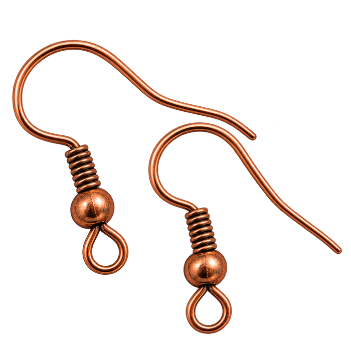 Copper ear wires, 10 pieces
