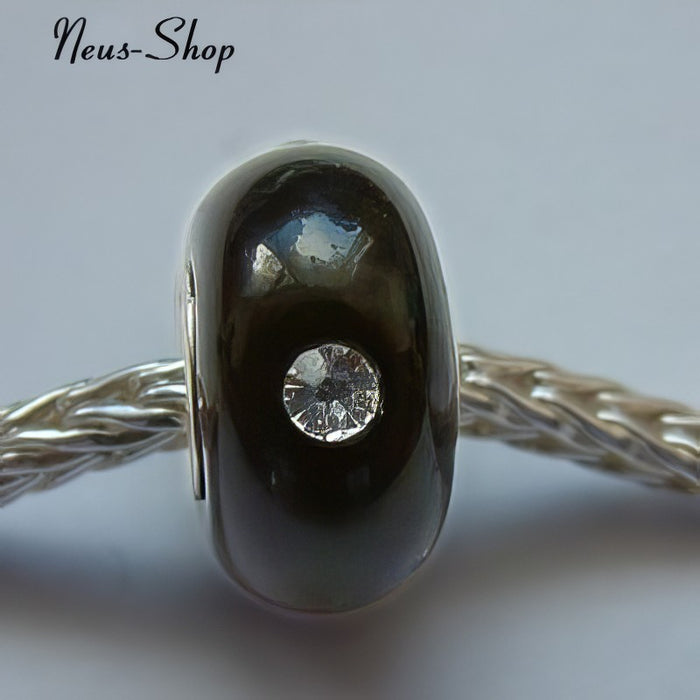 Easy style Perle 925 schwarz Strass 1 Stück