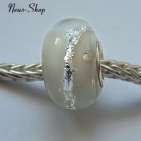 Easy style Perle 925 weiss mit silver swirl 1 Stück